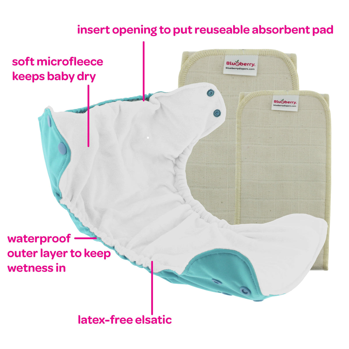 One Size Pocket Cloth Diaper – Adjustable 10–35 lb, Inserts Not Included