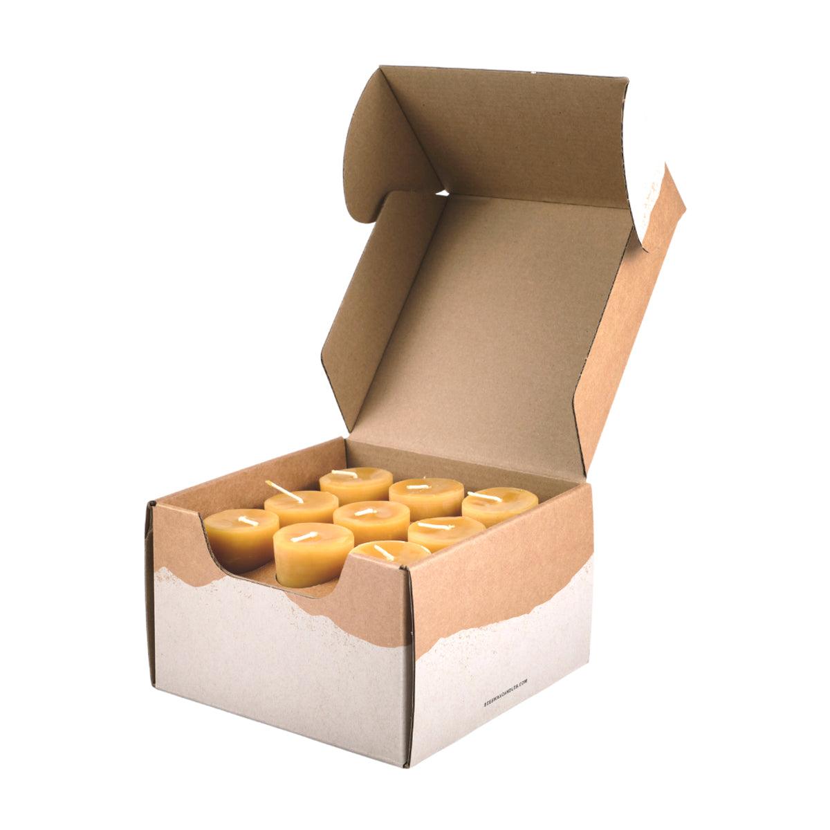 Bluecorn Pure Beeswax Votive Candles – 4-Pack or 18-Pack, Raw or Ivory