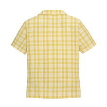 Load image into Gallery viewer, Baby Linen Short Sleeve Camp Shirt - Yellow Plaid Linen

