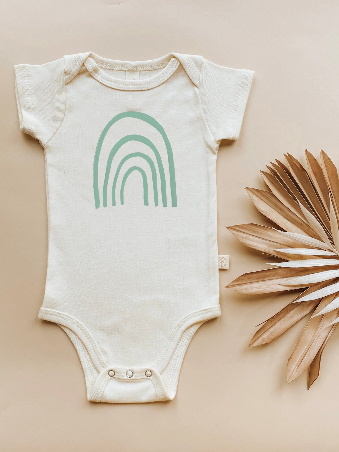 Rainbow Seafoam Organic Cotton Baby Bodysuit – Short Sleeve, 0–18M