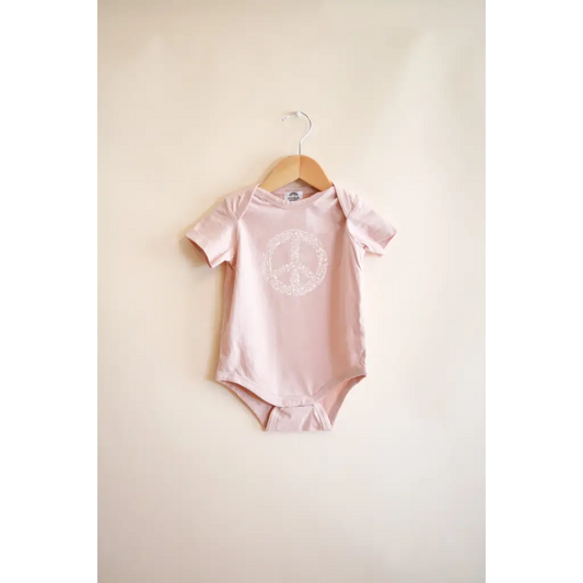 Peace Floral Organic Cotton Baby Bodysuit - Rose Dust