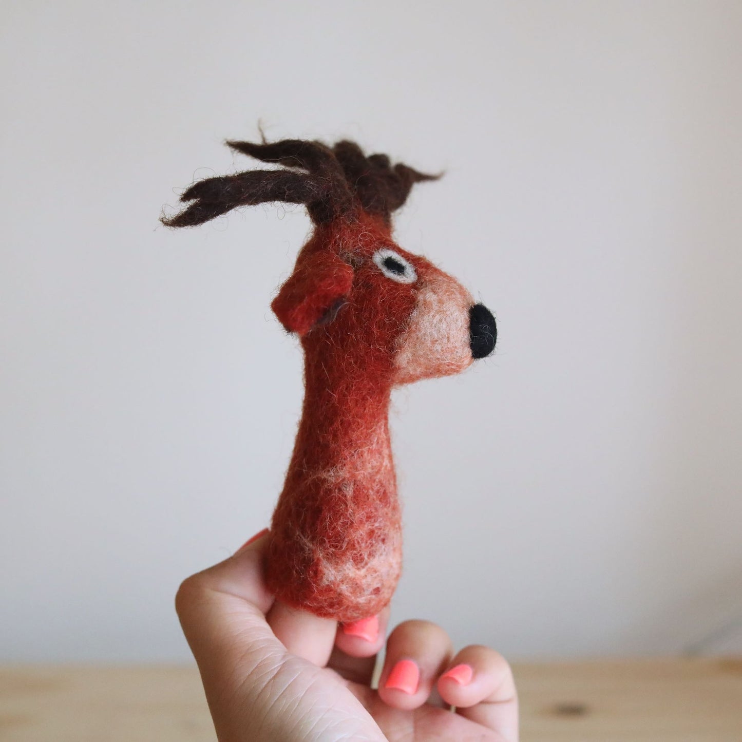 Red Reindeer Finger Puppet