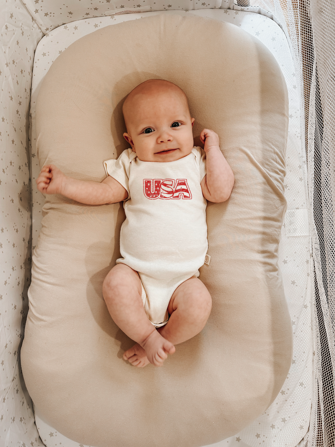 USA Organic Cotton Baby Bodysuit – Short Sleeve, 0–24M
