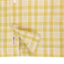 Load image into Gallery viewer, Baby Linen Short Sleeve Camp Shirt - Yellow Plaid Linen
