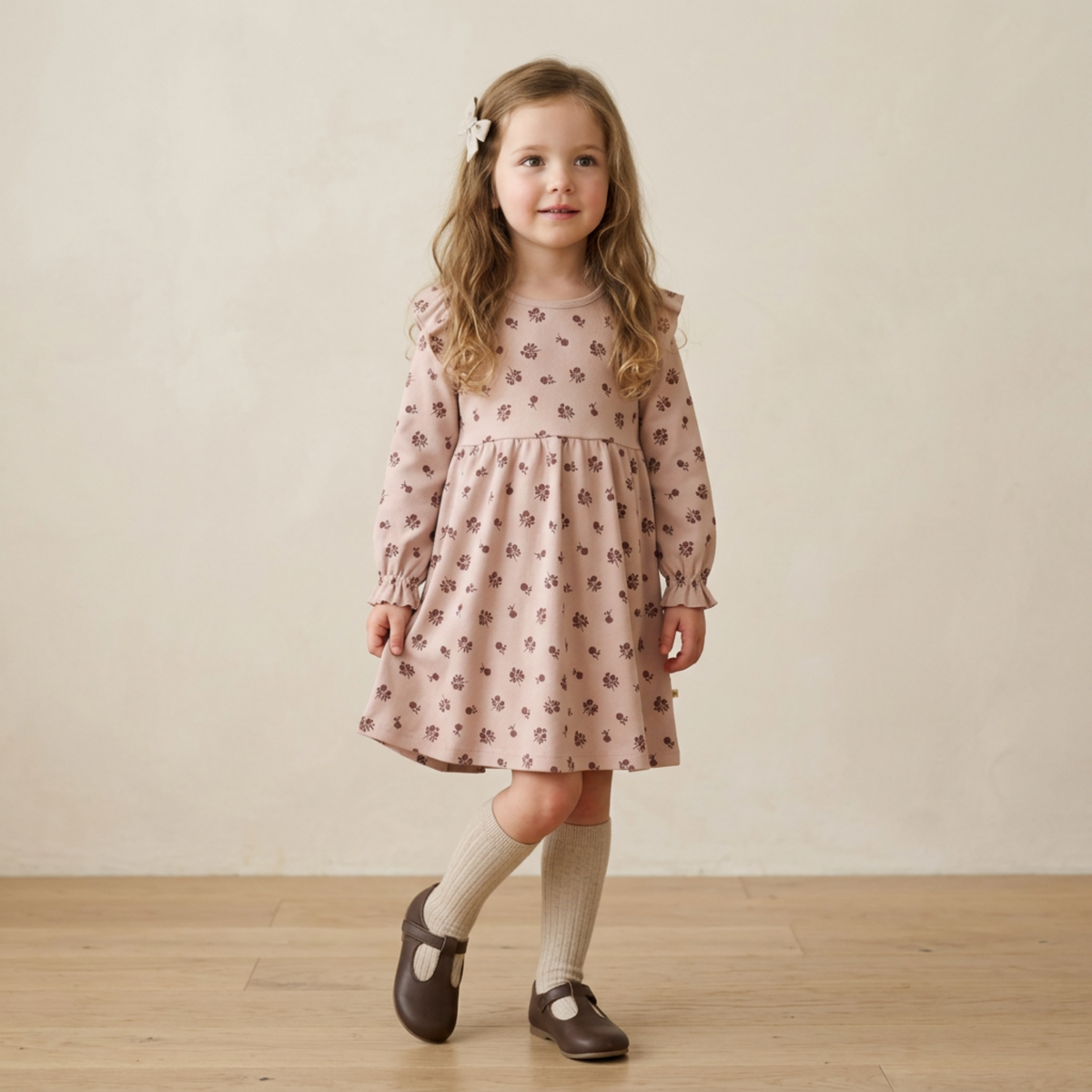 Organic Knit Ruffle Sleeve Dress for Babies & Toddlers – Rosebud