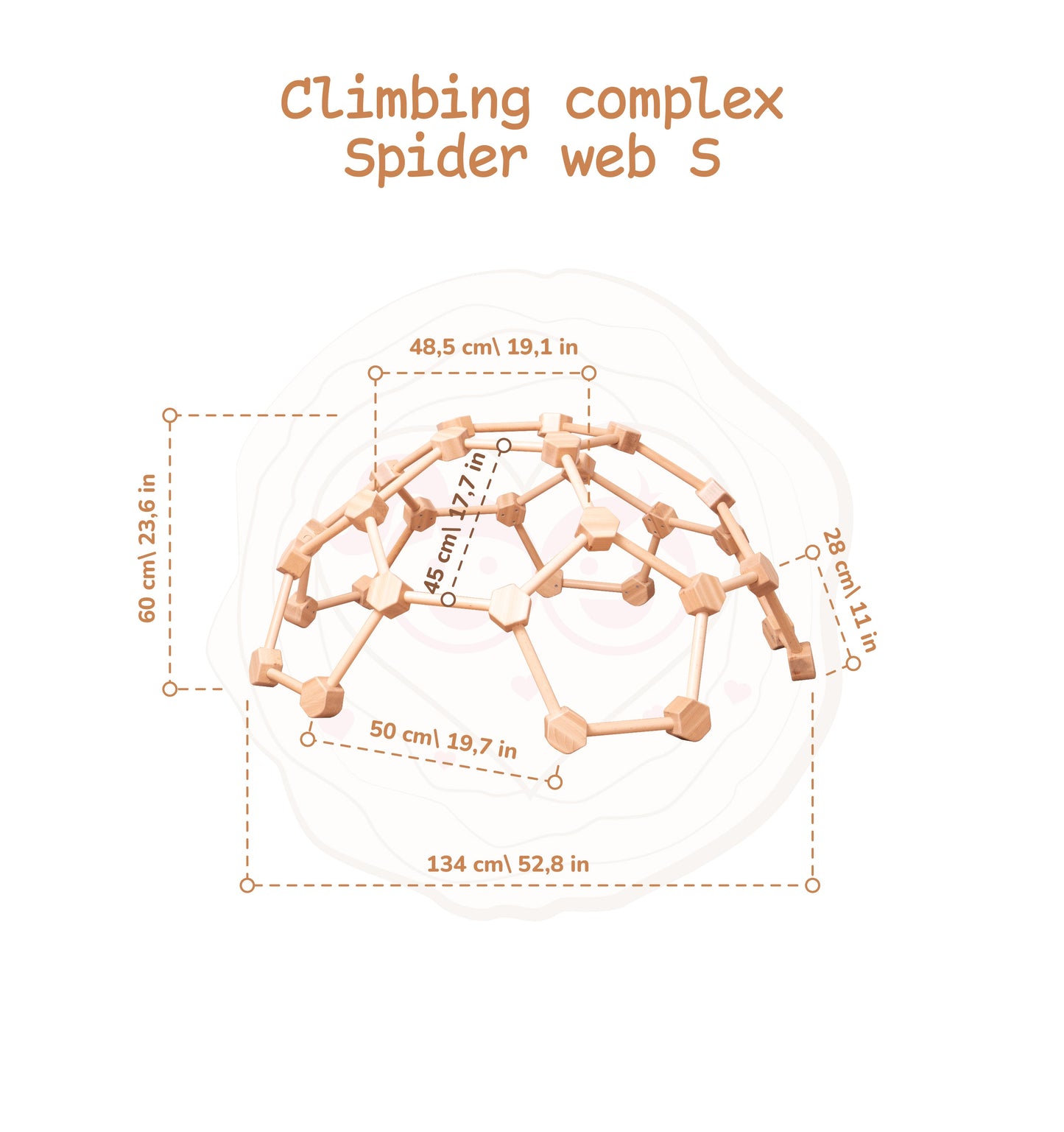 Wood and Hearts Eco-Friendly Natural Wooden Indoor Kids' Climbing Dome