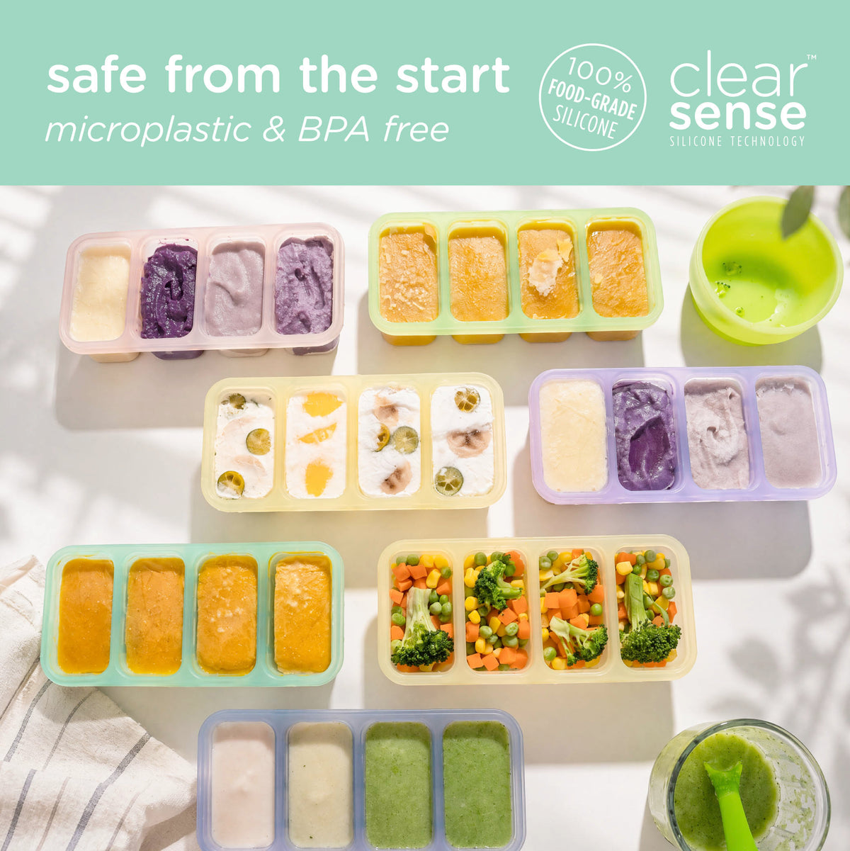 Olababy Silicone Baby Food Freezer Tray, 1/2 Cup Portions, with Lid