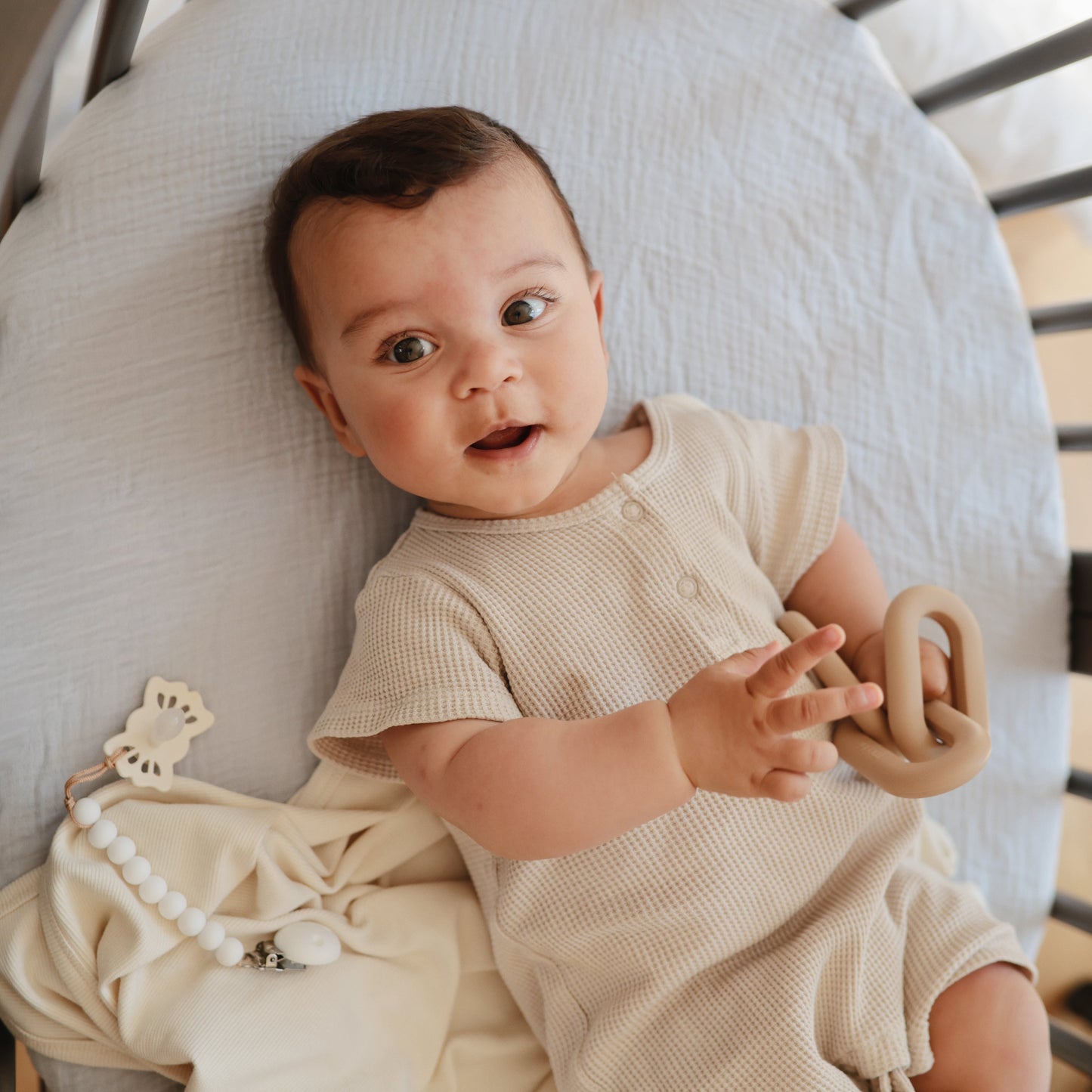 Mushie Organic Cotton Ribbed Baby Blanket