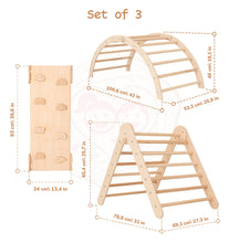 Load image into Gallery viewer, Wood and Hearts Eco-Friendly Wooden Montessori Foldable Pikler Triangle and Arch Climber Set
