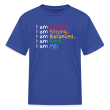 Load image into Gallery viewer, Affirmations Mantra Organic Kids&#39; T-shirt - royal blue
