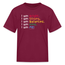 Load image into Gallery viewer, Affirmations Mantra Organic Kids&#39; T-shirt - burgundy
