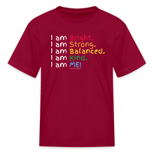 Load image into Gallery viewer, Affirmations Mantra Organic Kids&#39; T-shirt - dark red

