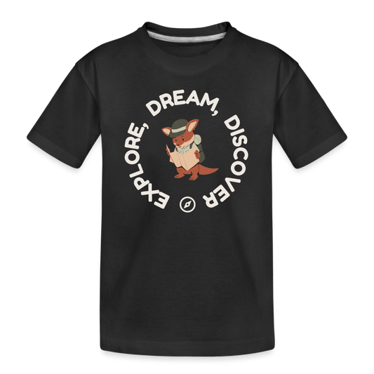 Kid’s Organic Unisex T-Shirt | Explore, Dream, Discover - black