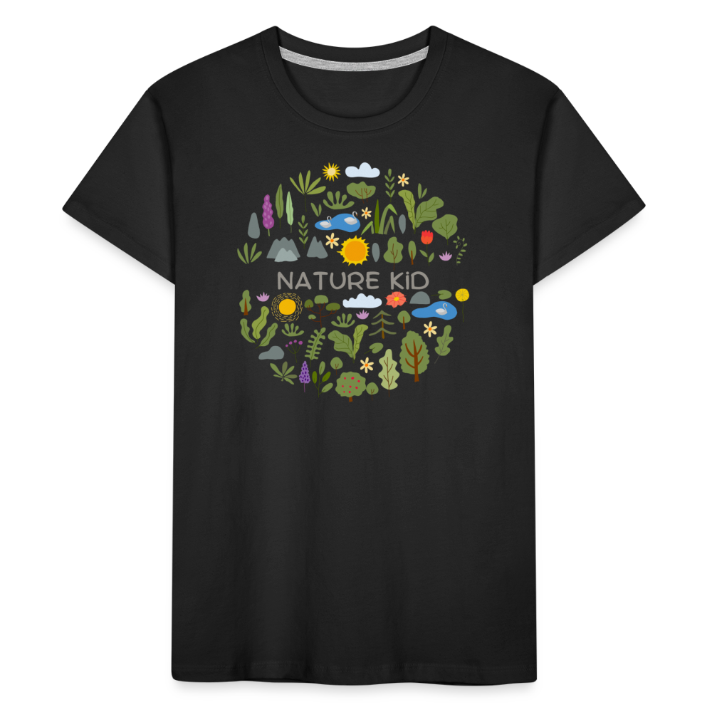 Kid’s Unisex Organic Cotton T-Shirt | Nature Kid - black