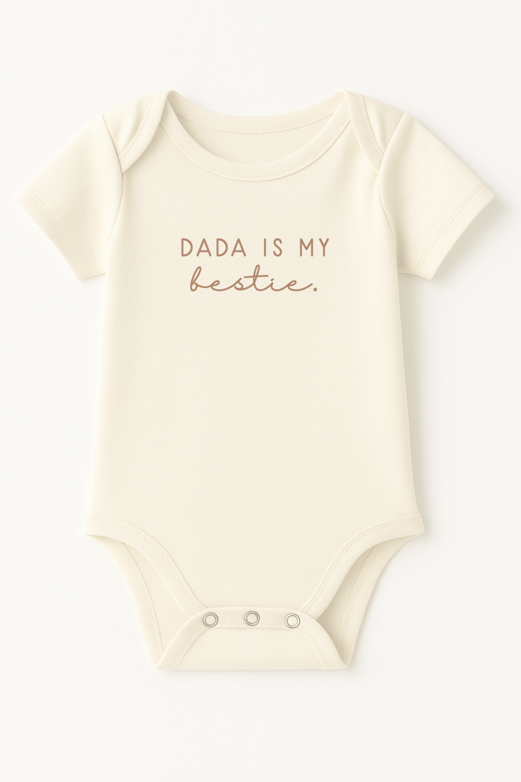 Dada is My Bestie Clay Organic Cotton Baby Bodysuit – Short Sleeve, 0–24M