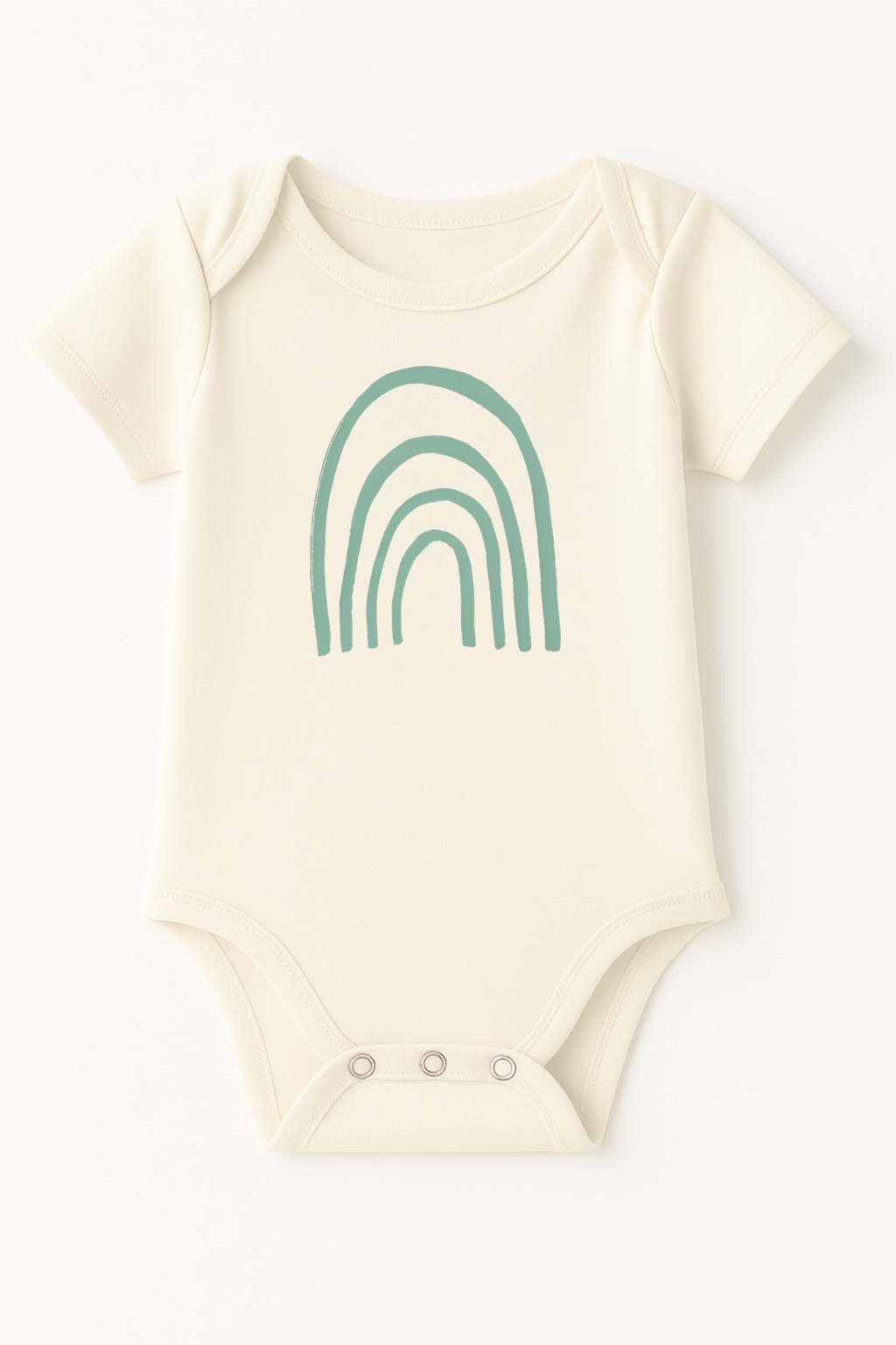 Rainbow Seafoam Organic Cotton Baby Bodysuit – Short Sleeve, 0–18M