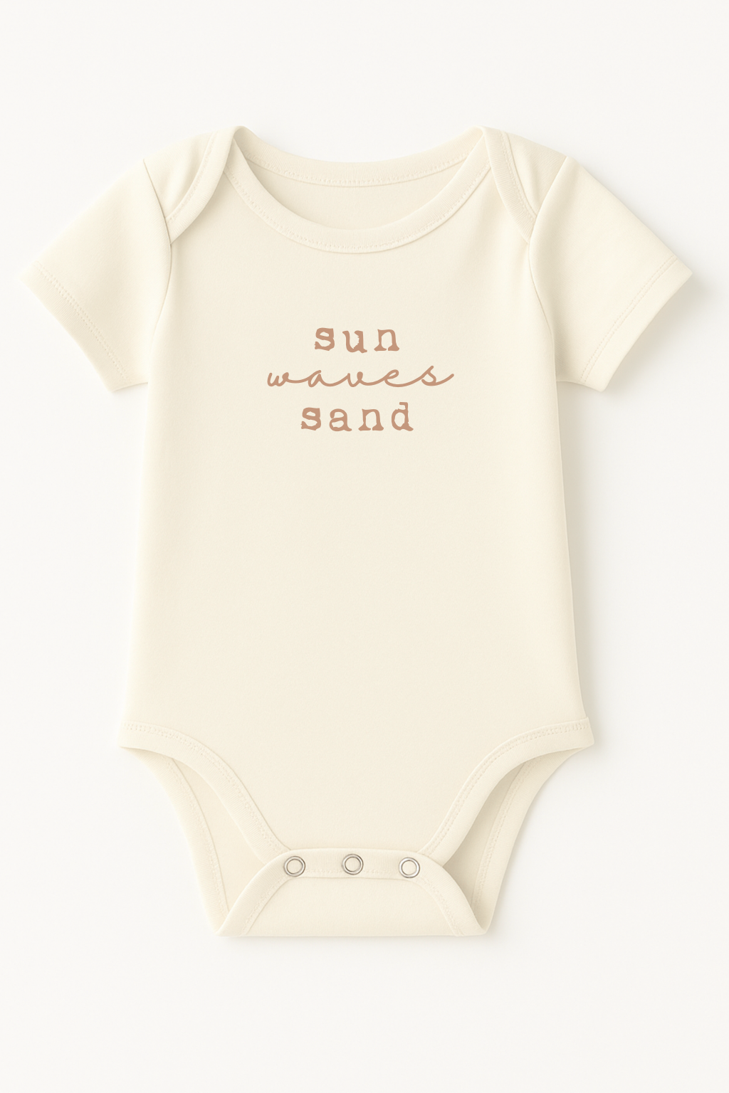Sun Waves Sand Clay Organic Cotton Baby Bodysuit – Short Sleeve, 0–18M