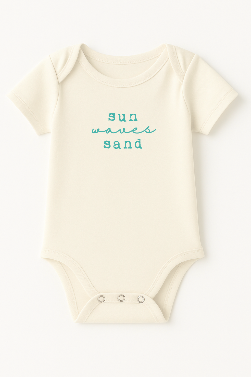 Sun Waves Sand Seafoam Organic Cotton Baby Bodysuit – Short Sleeve, 0–18M