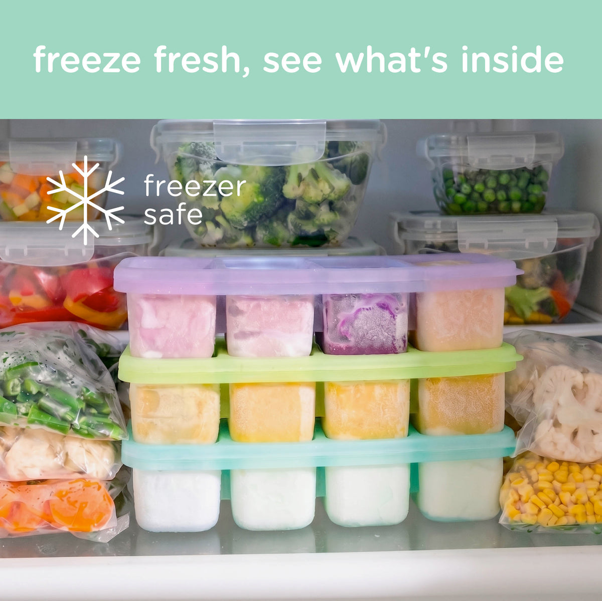Olababy Silicone Baby Food Freezer Tray, 1/2 Cup Portions, with Lid