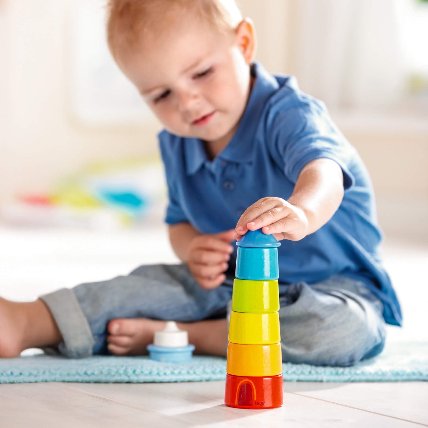 HABA Lighthouse Eco-Friendly Non-Toxic Wooden Rainbow Stacker