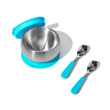 Load image into Gallery viewer, Avanchy Stainless Steel Eco-friendly Baby Suction Bowl with Lid + Spoon
