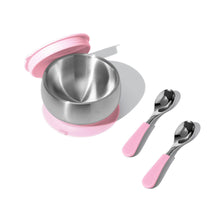 Load image into Gallery viewer, Avanchy Stainless Steel Eco-friendly Baby Suction Bowl with Lid + Spoon
