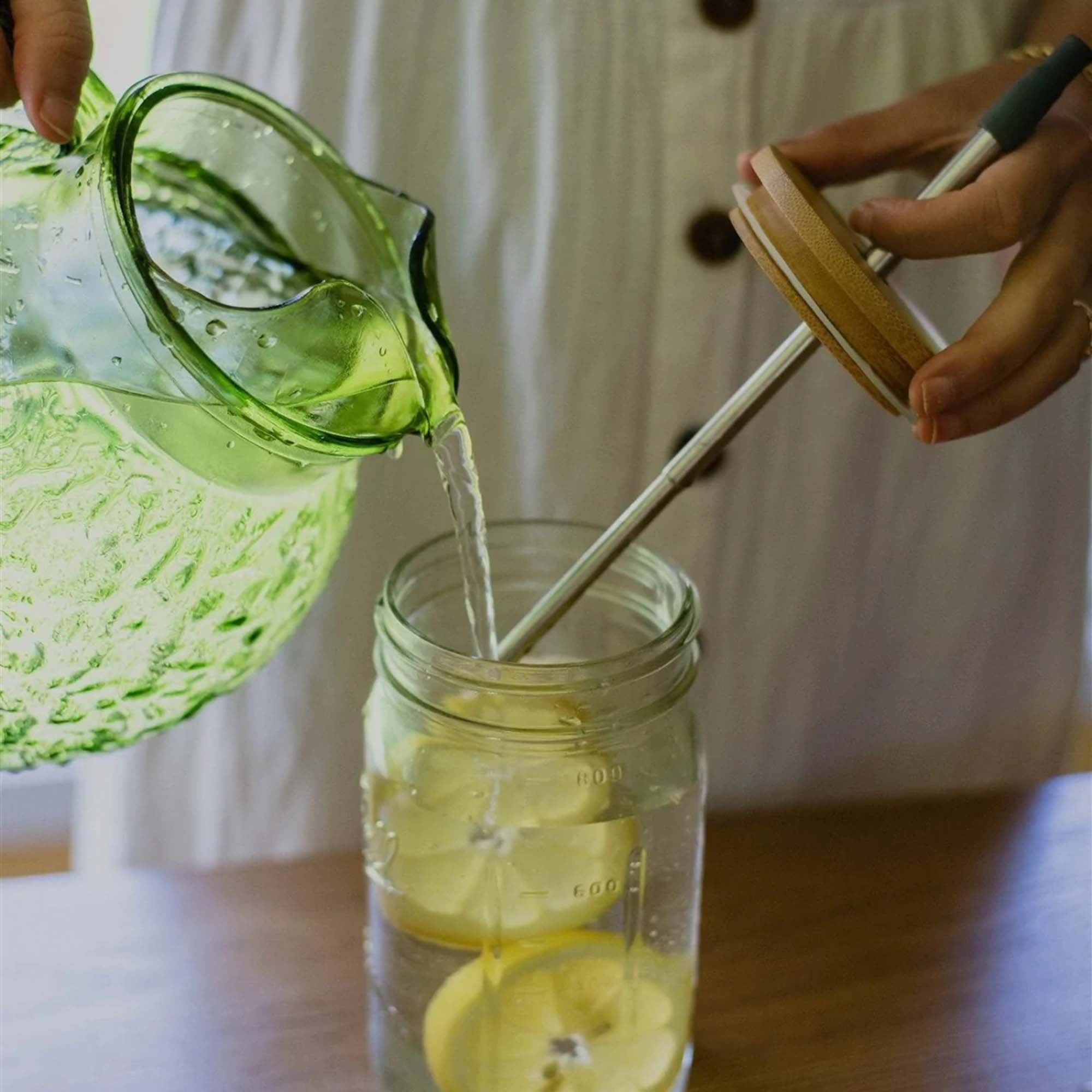 Bamboo Mason Jar Lids with Straw Hole - Thumbnail 5