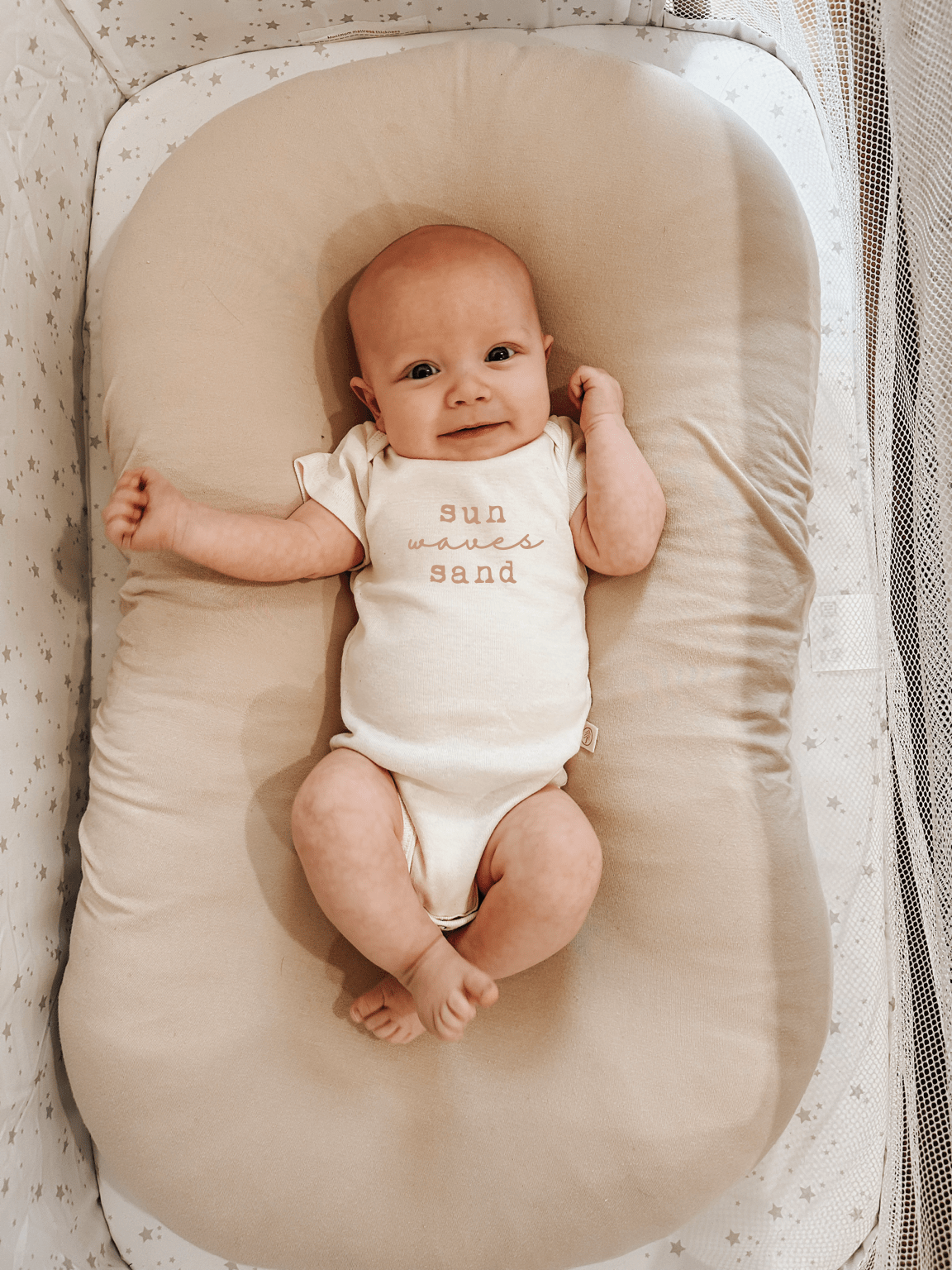Sun Waves Sand Clay Organic Cotton Baby Bodysuit – Short Sleeve, 0–18M