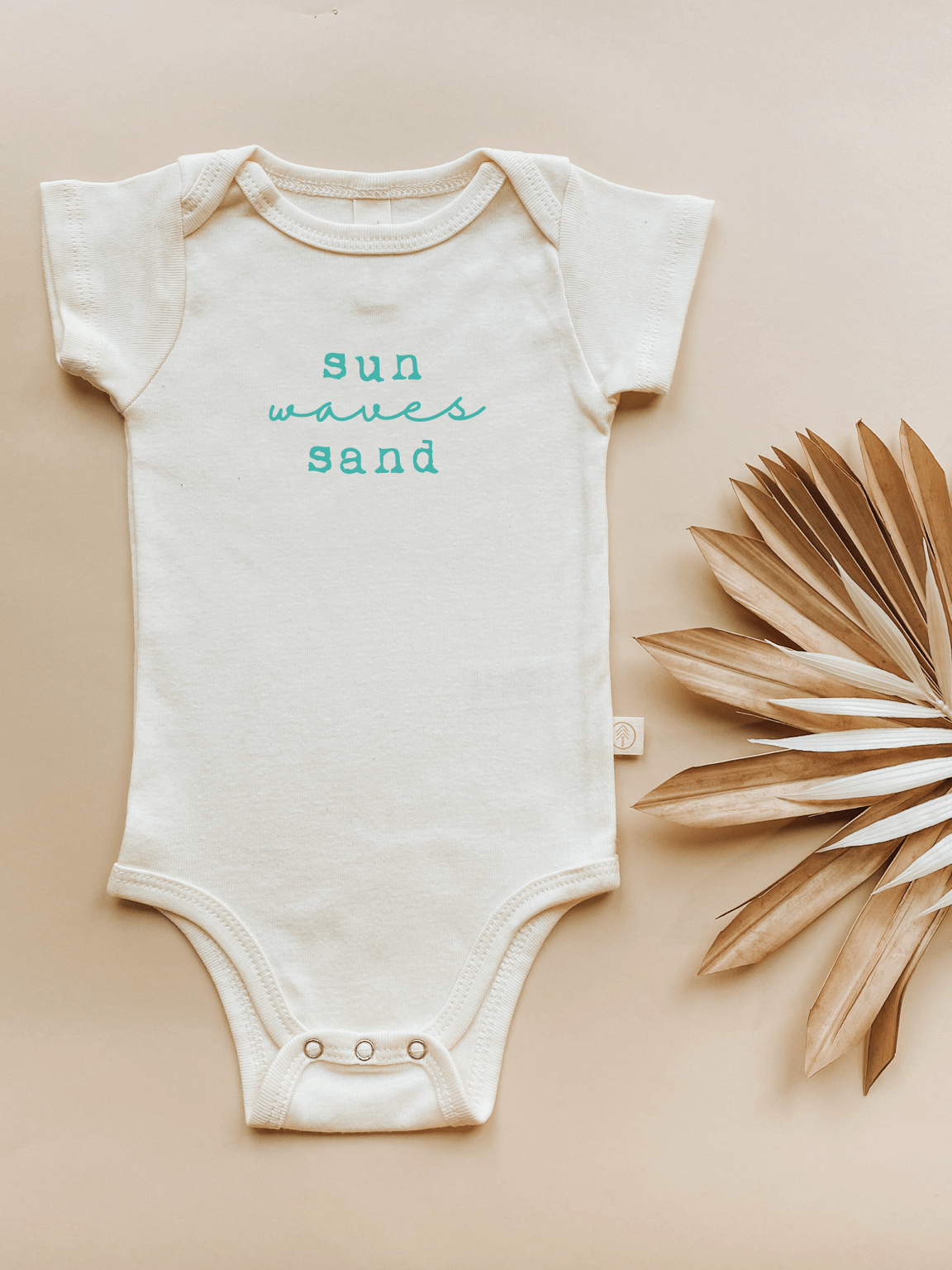 Sun Waves Sand Seafoam Organic Cotton Baby Bodysuit – Short Sleeve, 0–18M