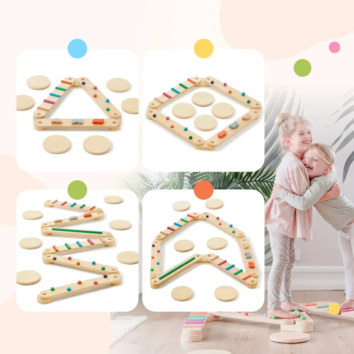 Tiny Land® Eco-Friendly Kids' Wooden Balance Beam
