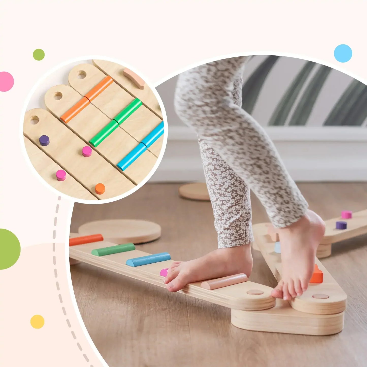 Tiny Land® Eco-Friendly Kids' Wooden Balance Beam