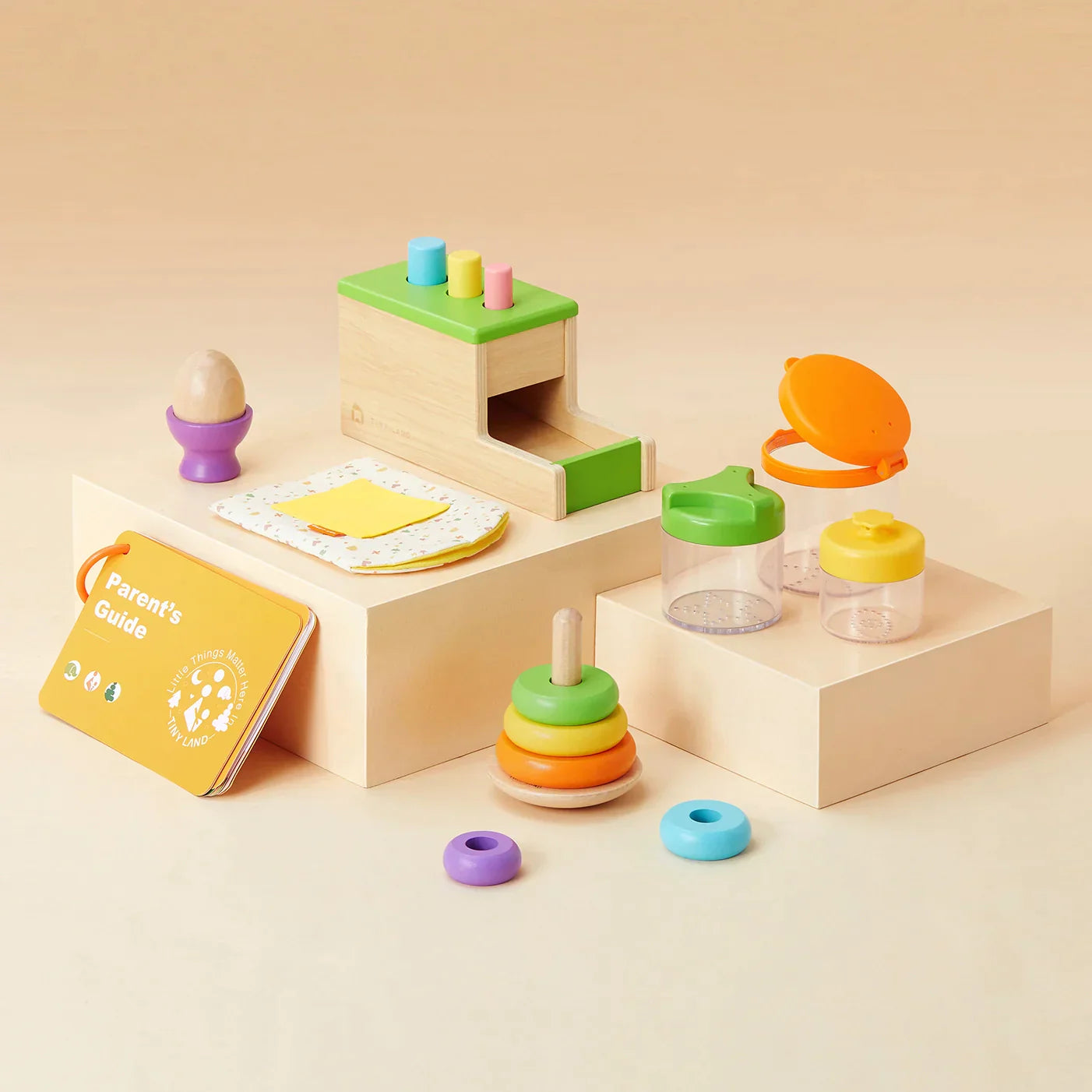 Tiny Land® Montessori Eco-Friendly Toys Set for Infants (10-12 month)