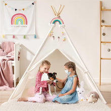 Load image into Gallery viewer, Tiny Land® Wood and Cotton Teepee for Kids with Mat
