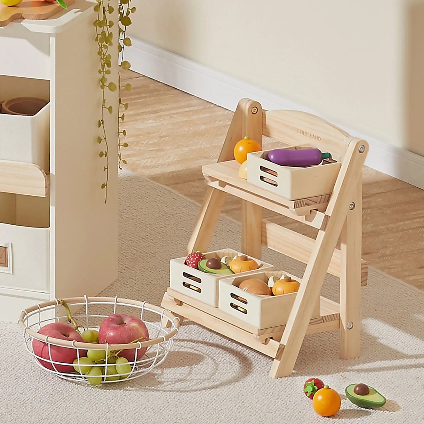 Tiny Land® Versatile Eco-Friendly Wooden Child-Sized Shelving Rack