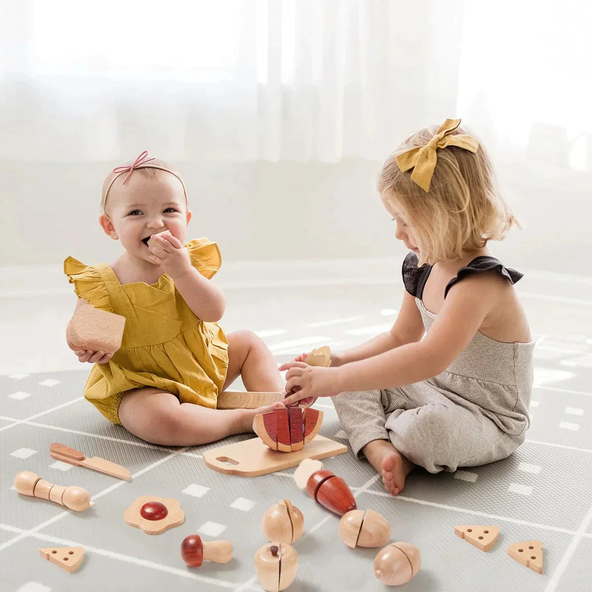 Tiny Land® Eco-Friendly Wooden Cut and Play Food Toys