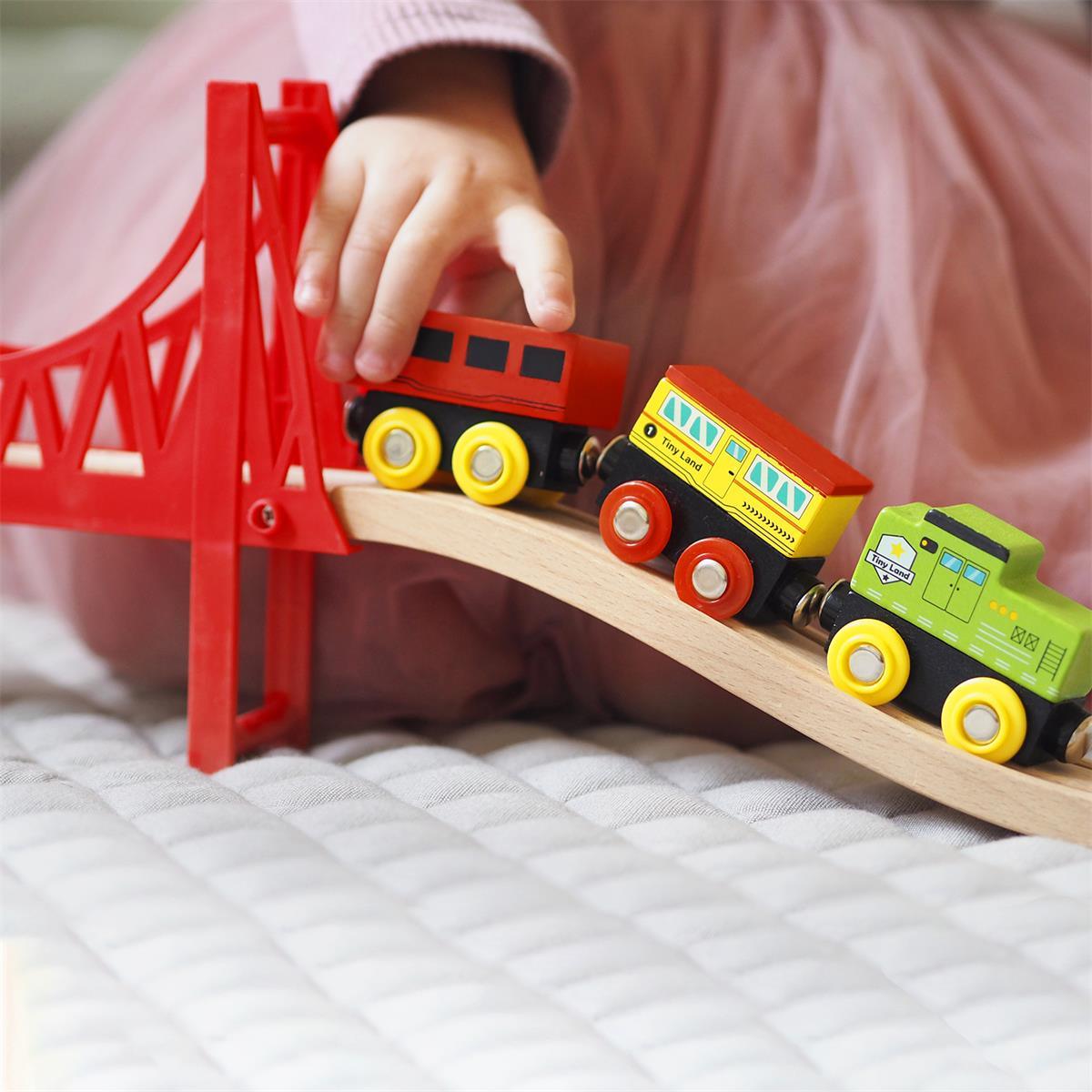 Tiny Land® Eco-Friendly Wooden Train Set 110 Pcs