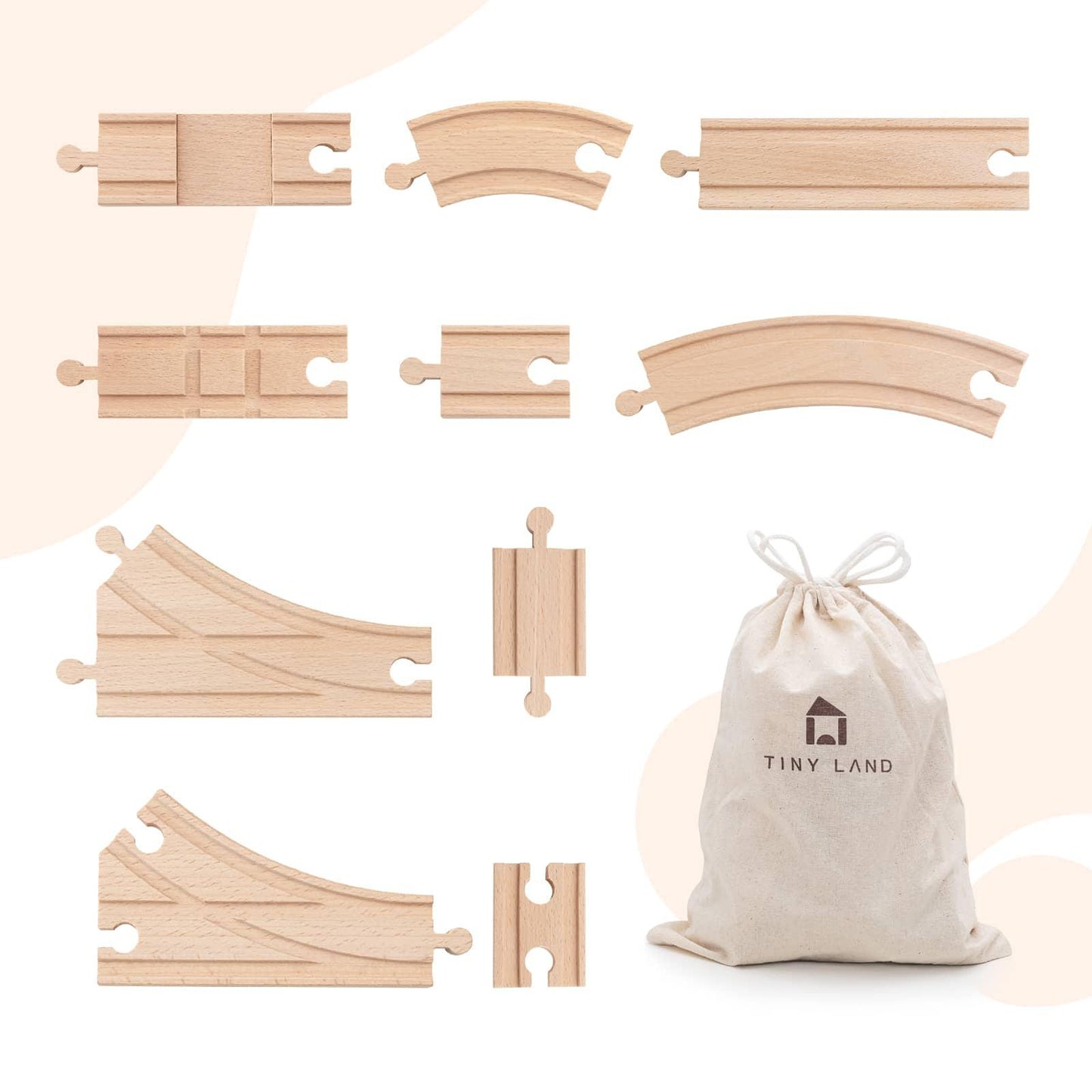 Tiny Land® Eco-Friendly Wooden Train Tracks Set (52 pcs)