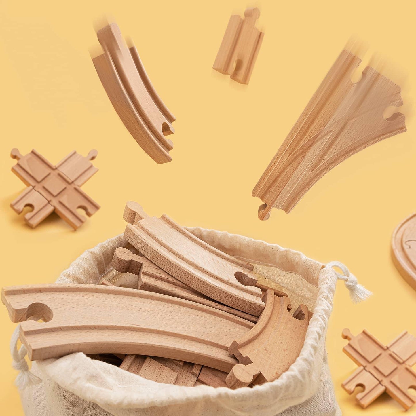 Tiny Land® Eco-Friendly Wooden Train Tracks Set (52 pcs)