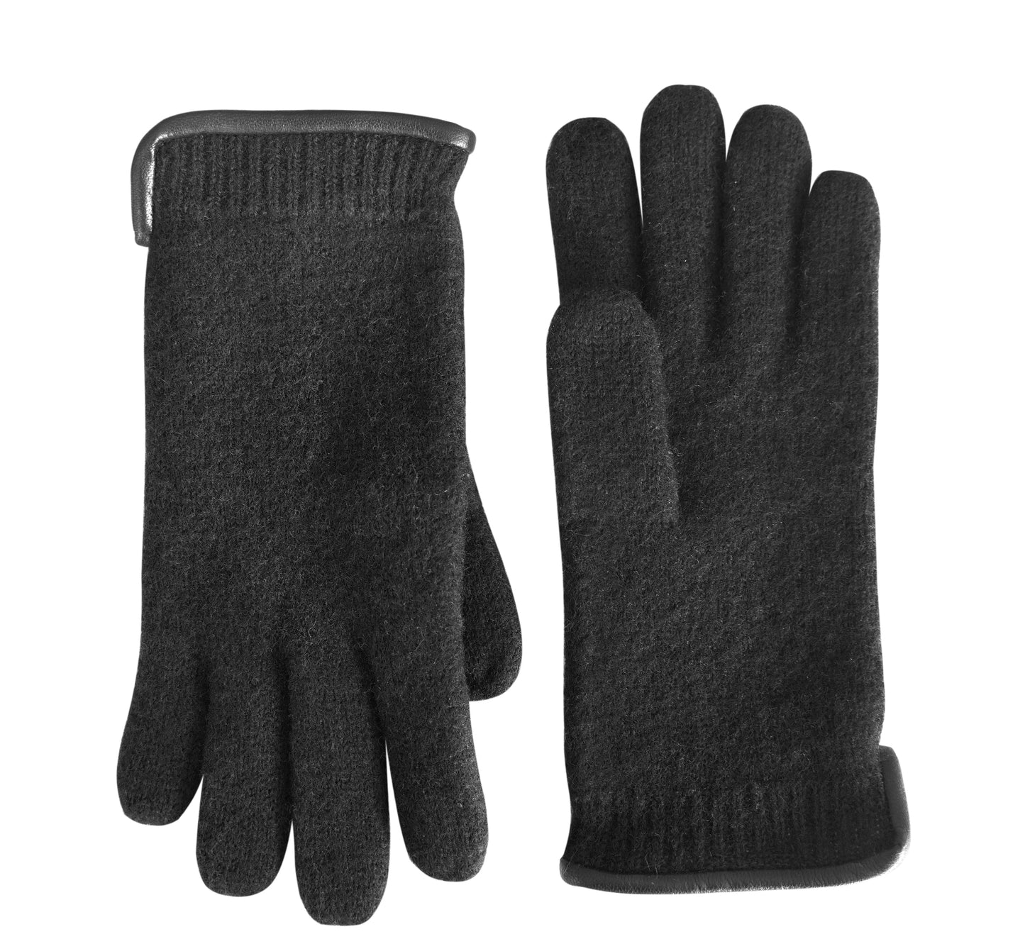 tittimitti® 100% Virgin Wool Unisex Gloves with Genuine Leather Trim. OEKO-TEX Standard 100