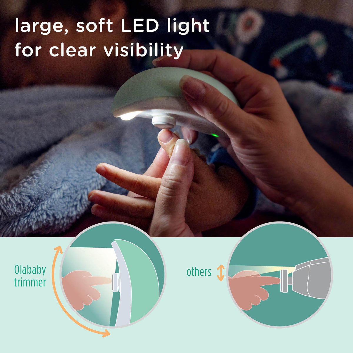 Olababy Electric Baby Nail Trimmer That Files, No Blade, Newborn+