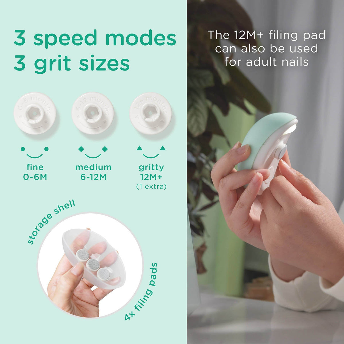 Olababy Electric Baby Nail Trimmer That Files, No Blade, Newborn+