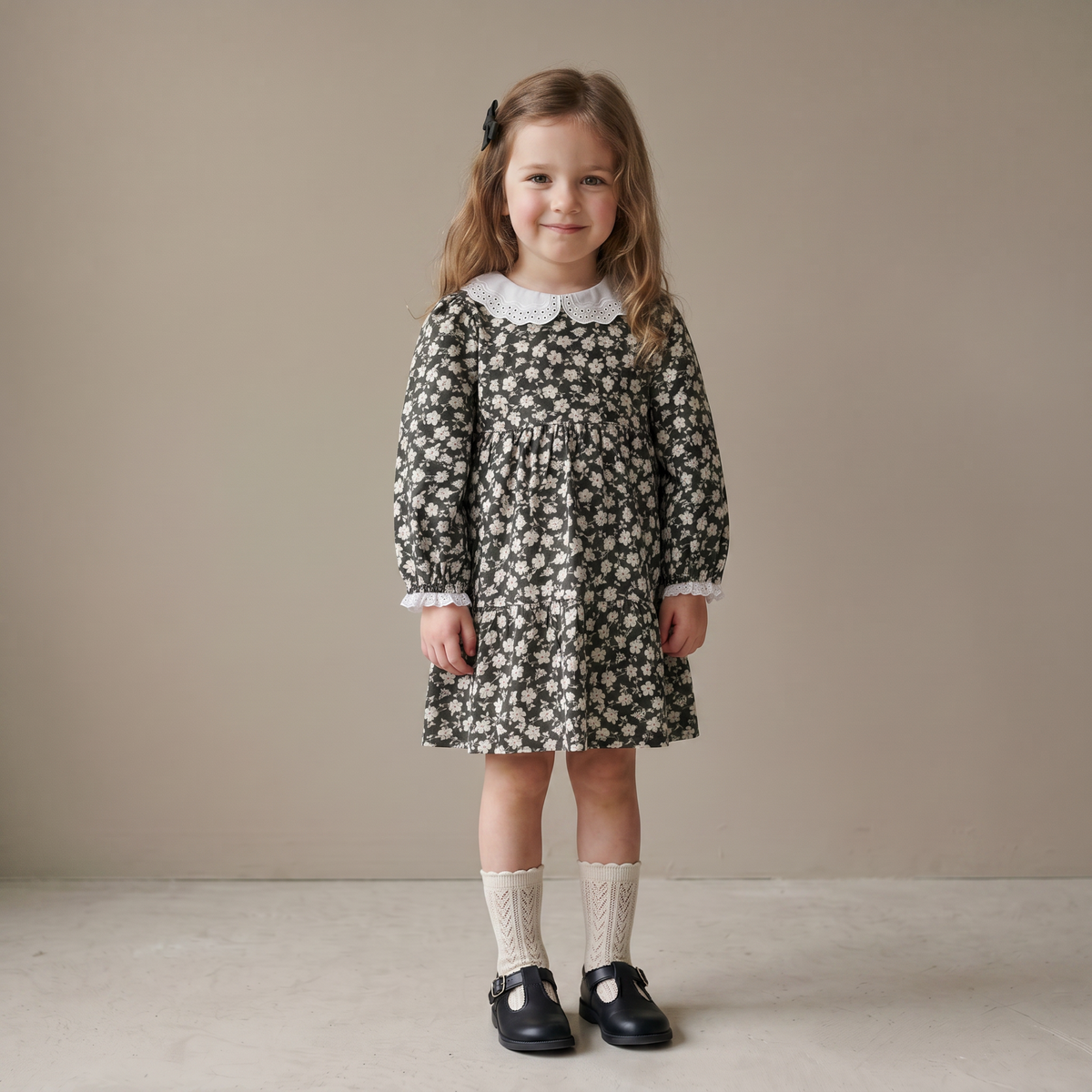 Organic Cotton Collar Tiered Dress for Babies & Toddlers – Twilight Meadow