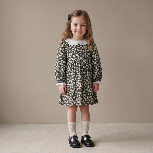 Organic Cotton Collar Tiered Dress for Babies & Toddlers – Twilight Meadow