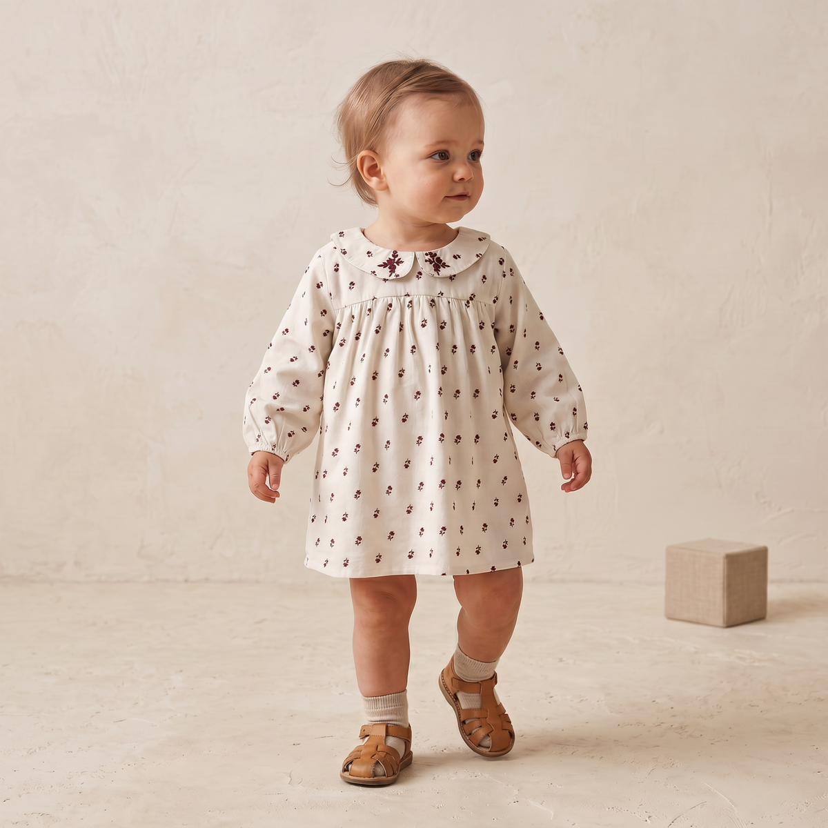Organic Peter Pan Collar Dress for Babies – Forest Scatter