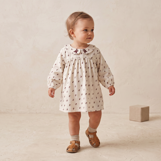 Organic Peter Pan Collar Dress for Babies – Forest Scatter