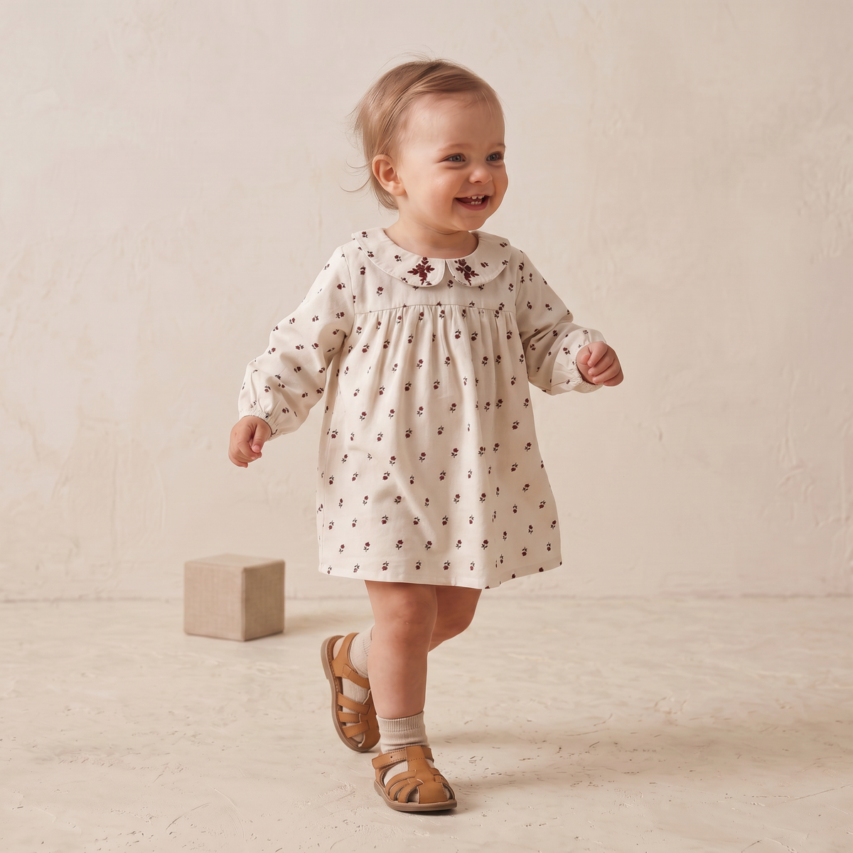 Organic Peter Pan Collar Dress for Babies – Forest Scatter