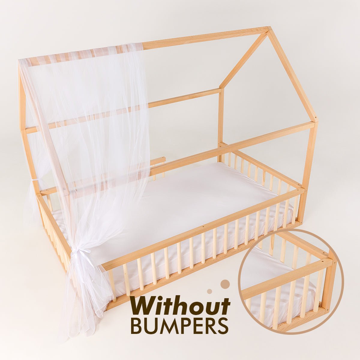 Goodevas Eco-Friendly Wooden Montessori Toddler House Floor Bed | Twin