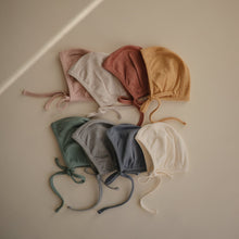 Load image into Gallery viewer, Mushie Organic Cotton Ribbed Baby Bonnet
