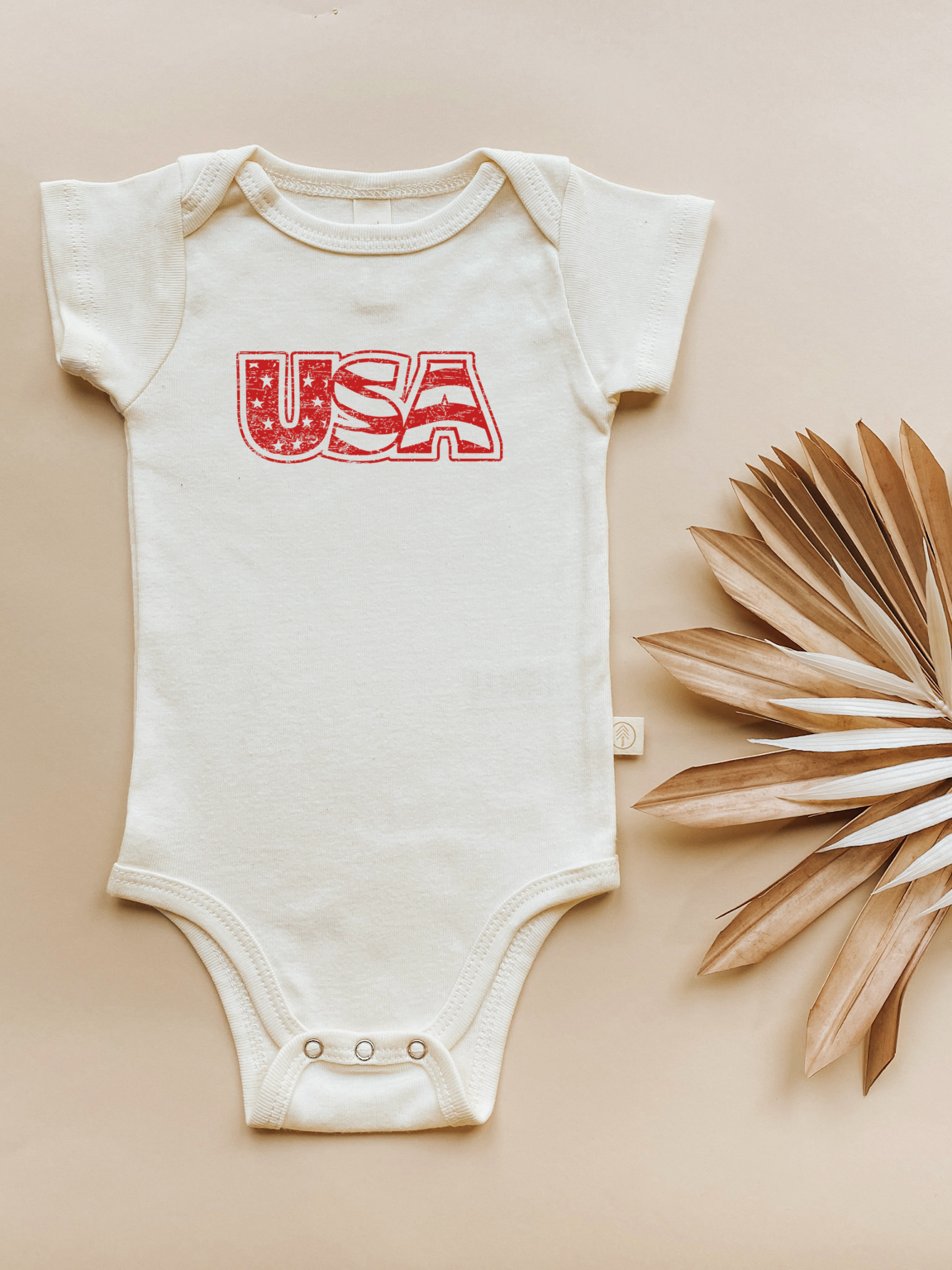 USA Organic Cotton Baby Bodysuit – Short Sleeve, 0–24M
