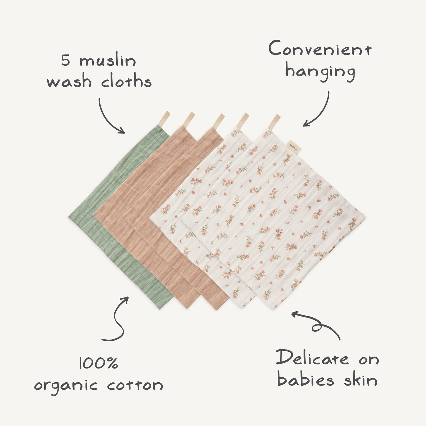 Mushie Organic Muslin Cotton Washcloth
